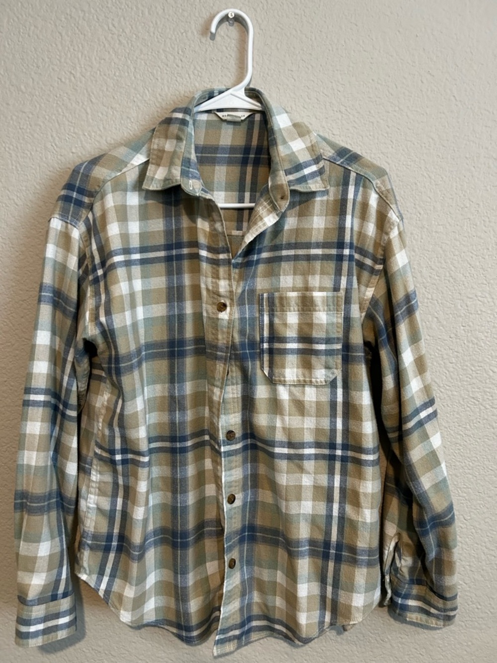Aeropostale Beige and Blue Plaid Button-Down Shirt